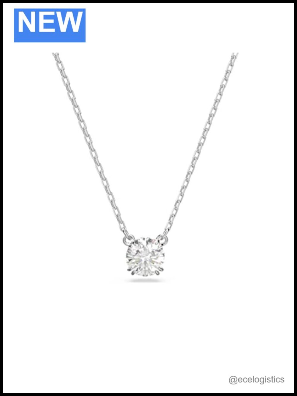 Crystal Pendant Necklace Rhodium Plated 16.5 Inch